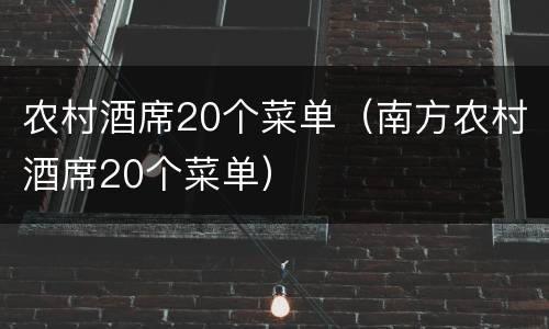 农村酒席20个菜单（南方农村酒席20个菜单）