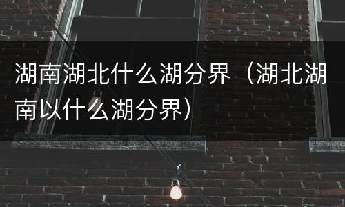 湖南湖北什么湖分界（湖北湖南以什么湖分界）
