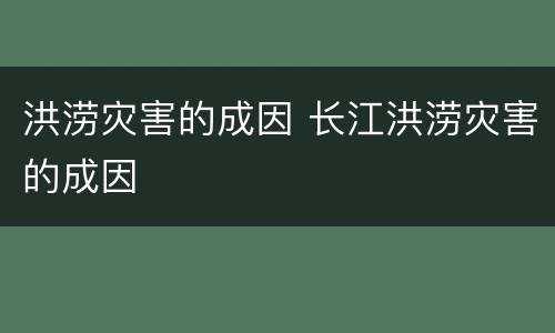 洪涝灾害的成因 长江洪涝灾害的成因