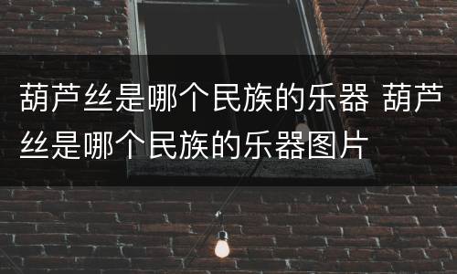 葫芦丝是哪个民族的乐器 葫芦丝是哪个民族的乐器图片