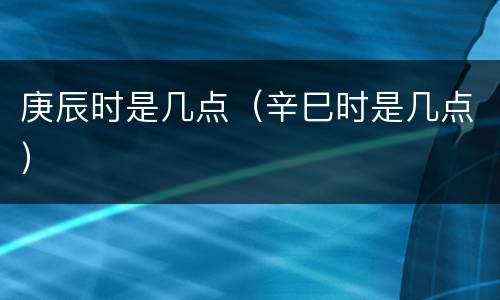 庚辰时是几点（辛巳时是几点）