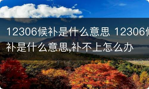 12306候补是什么意思 12306候补是什么意思,补不上怎么办