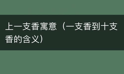 上一支香寓意（一支香到十支香的含义）