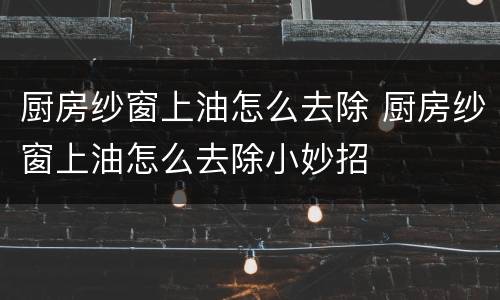 厨房纱窗上油怎么去除 厨房纱窗上油怎么去除小妙招