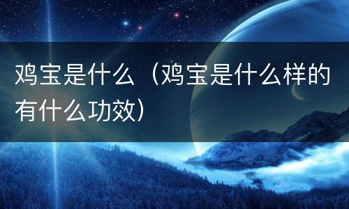 鸡宝是什么（鸡宝是什么样的有什么功效）