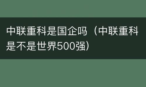 中联重科是国企吗（中联重科是不是世界500强）