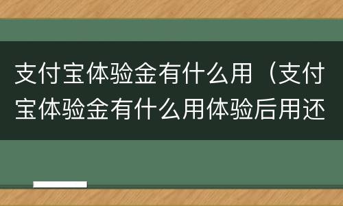 支付宝体验金有什么用（支付宝体验金有什么用体验后用还吗）