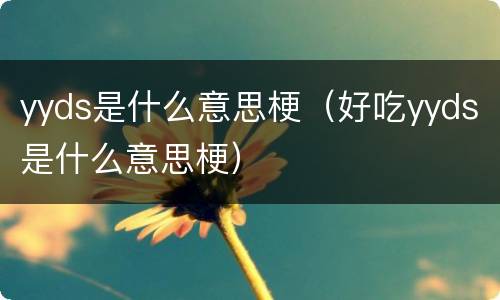 yyds是什么意思梗（好吃yyds是什么意思梗）