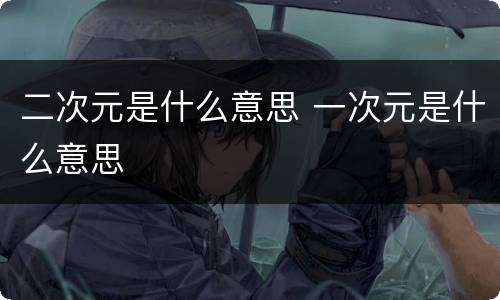 二次元是什么意思 一次元是什么意思