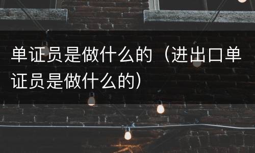 单证员是做什么的（进出口单证员是做什么的）