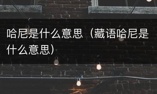 哈尼是什么意思（藏语哈尼是什么意思）