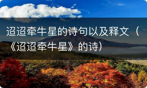 迢迢牵牛星的诗句以及释文（《迢迢牵牛星》的诗）