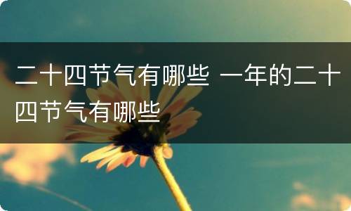 二十四节气有哪些 一年的二十四节气有哪些