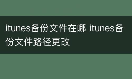 itunes备份文件在哪 itunes备份文件路径更改