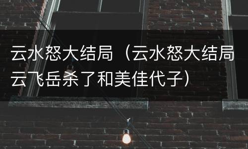 云水怒大结局（云水怒大结局云飞岳杀了和美佳代子）