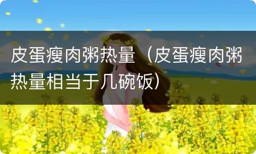 皮蛋瘦肉粥热量（皮蛋瘦肉粥热量相当于几碗饭）
