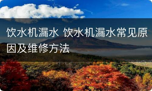 饮水机漏水 饮水机漏水常见原因及维修方法