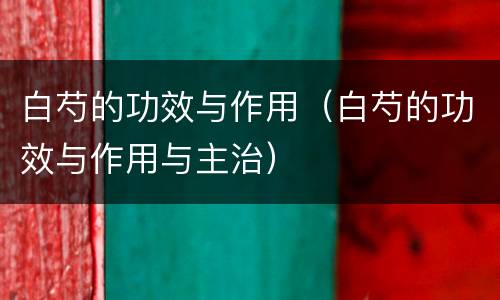 白芍的功效与作用（白芍的功效与作用与主治）