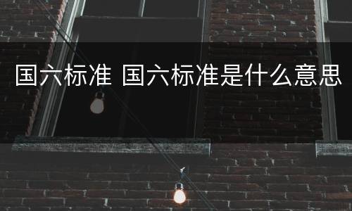 国六标准 国六标准是什么意思