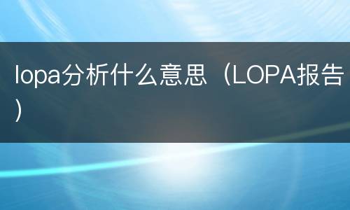 lopa分析什么意思（LOPA报告）
