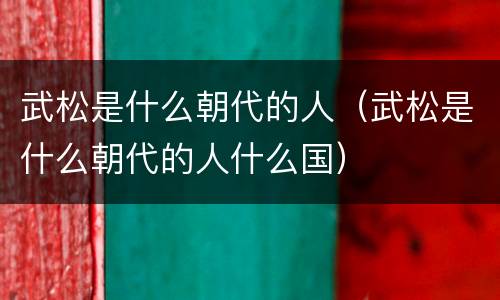 武松是什么朝代的人（武松是什么朝代的人什么国）