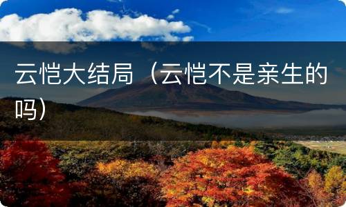 云恺大结局（云恺不是亲生的吗）