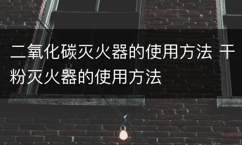 二氧化碳灭火器的使用方法 干粉灭火器的使用方法
