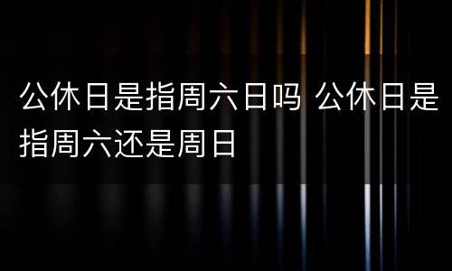 公休日是指周六日吗 公休日是指周六还是周日