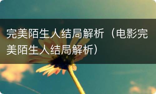 完美陌生人结局解析（电影完美陌生人结局解析）