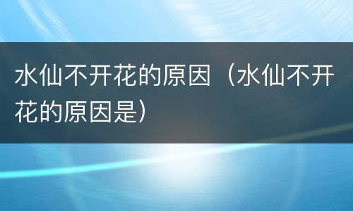 水仙不开花的原因（水仙不开花的原因是）