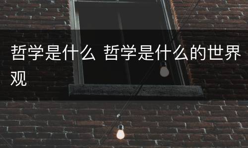 哲学是什么 哲学是什么的世界观