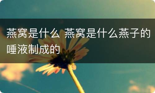 燕窝是什么 燕窝是什么燕子的唾液制成的