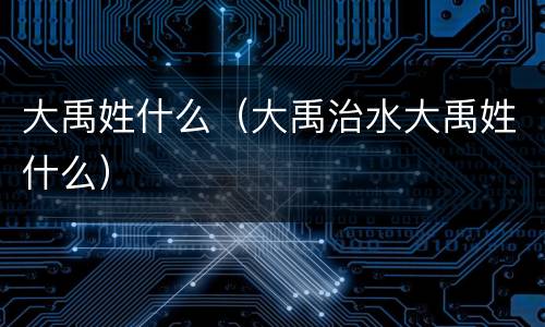 大禹姓什么（大禹治水大禹姓什么）
