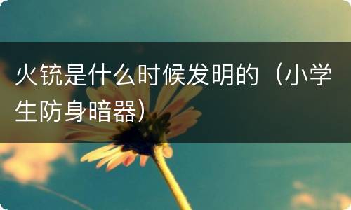 火铳是什么时候发明的（小学生防身暗器）