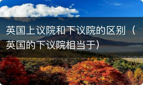 英国上议院和下议院的区别（英国的下议院相当于）