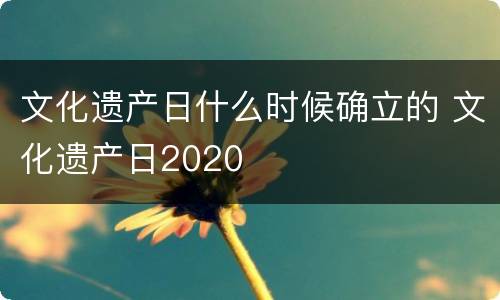 文化遗产日什么时候确立的 文化遗产日2020