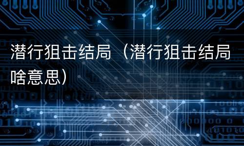 潜行狙击结局（潜行狙击结局啥意思）