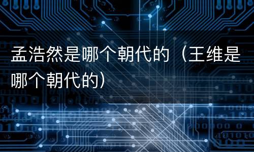 孟浩然是哪个朝代的（王维是哪个朝代的）
