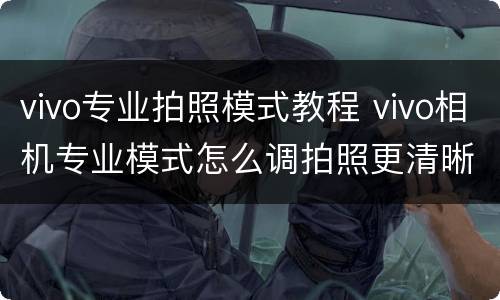 vivo专业拍照模式教程 vivo相机专业模式怎么调拍照更清晰