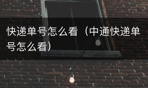 快递单号怎么看（中通快递单号怎么看）