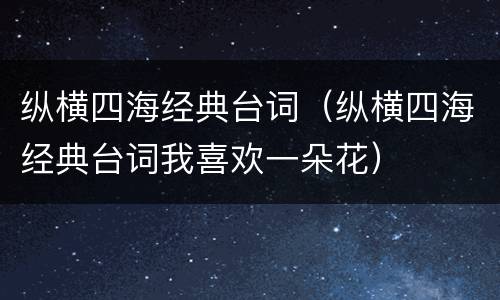 纵横四海经典台词（纵横四海经典台词我喜欢一朵花）
