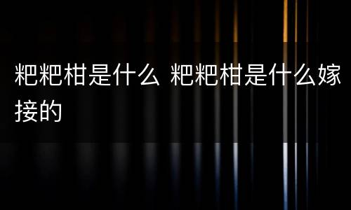 粑粑柑是什么 粑粑柑是什么嫁接的