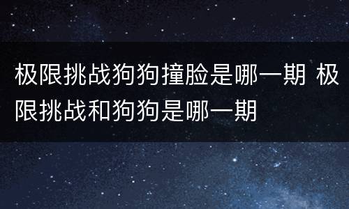 极限挑战狗狗撞脸是哪一期 极限挑战和狗狗是哪一期