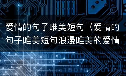 爱情的句子唯美短句（爱情的句子唯美短句浪漫唯美的爱情）