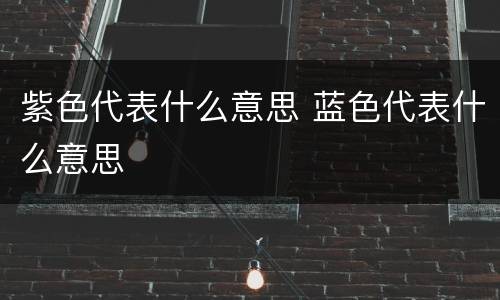 紫色代表什么意思 蓝色代表什么意思