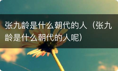 张九龄是什么朝代的人（张九龄是什么朝代的人呢）