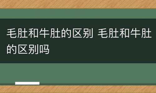 毛肚和牛肚的区别 毛肚和牛肚的区别吗