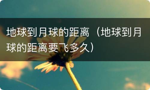 地球到月球的距离（地球到月球的距离要飞多久）
