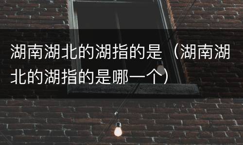 湖南湖北的湖指的是（湖南湖北的湖指的是哪一个）