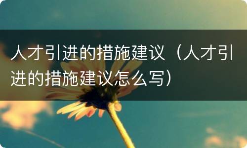 人才引进的措施建议（人才引进的措施建议怎么写）